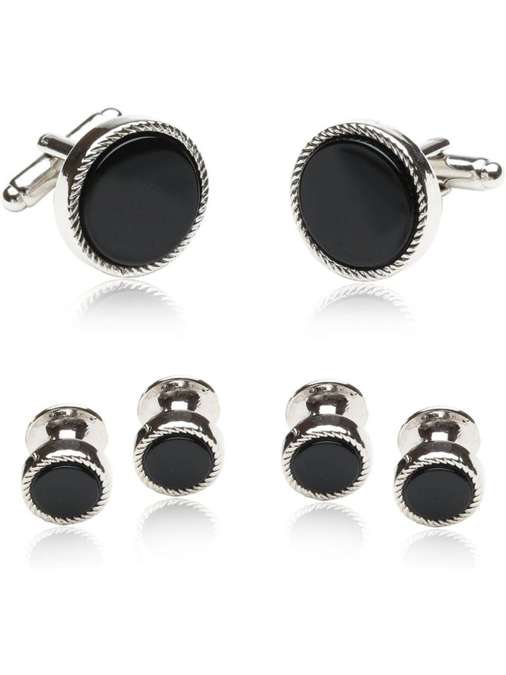 Unique Ribbed Tuxedo Cufflinks & Studs Set for Men - Formal Wedding & Business